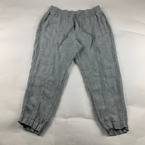 Athleta Pants - Athleta Light Gray Heather Linen Pull On Ankle Pant XL